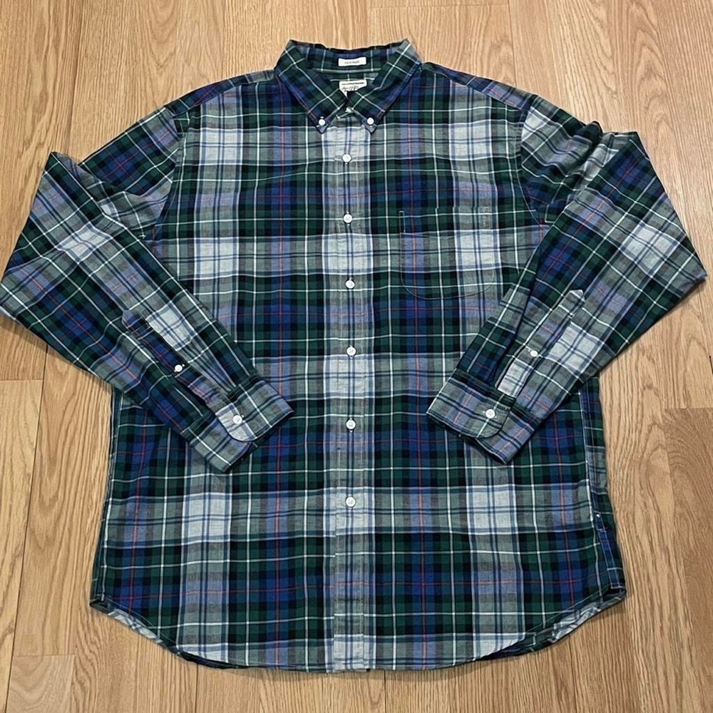 J.Crew Mens Large Long Sleeve Button Down Shirt Green Plaid Classic Fit Preppy